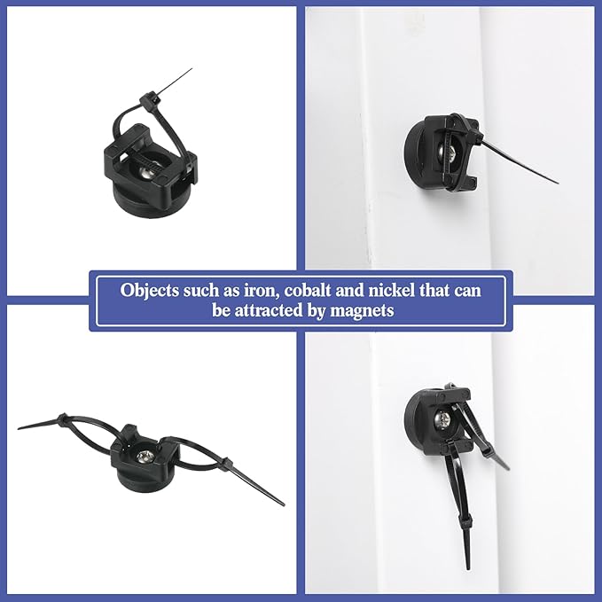 Yookeer 50 Pcs Magnetic Zip Tie Mount Base Black Magnetic Cable Clips Wire - Image 6