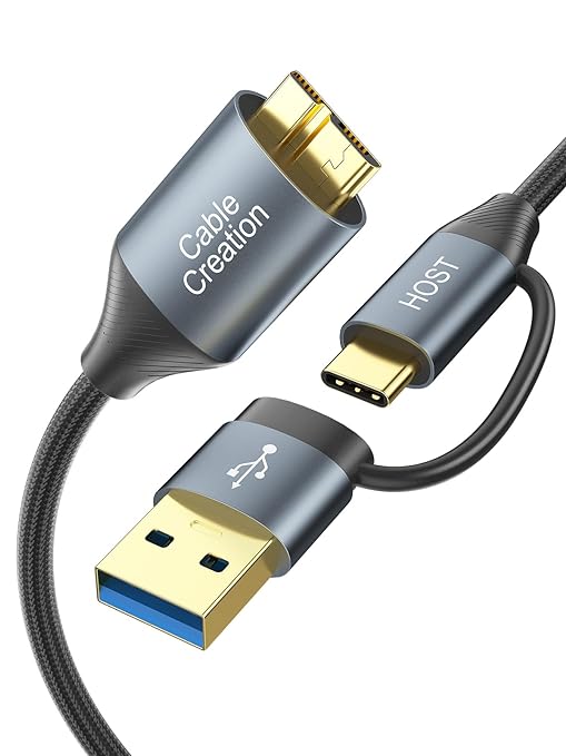 CableCreation USB C Hard Drive Cable 3FT, 5Gbps USB A/C to Micro B, USB 3.0 by CableCreation