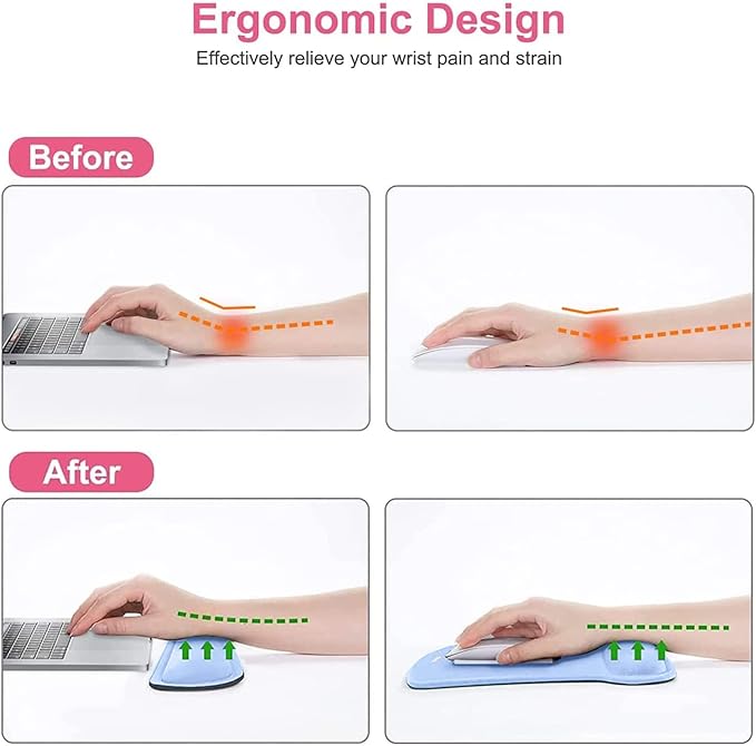 MOSISO Wrist Rest Support for Mouse Pad & Keyboard Set, Ergonomic Mousepad - Image 3