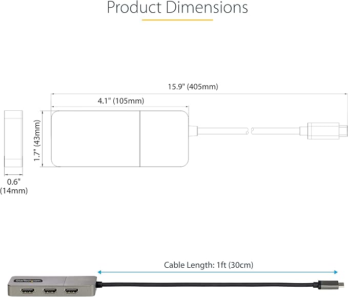 StarTech.com 3-Port USB-C Multi-Monitor Adapter, USB Type-C to 3x HDMI MST Hub - Image 8