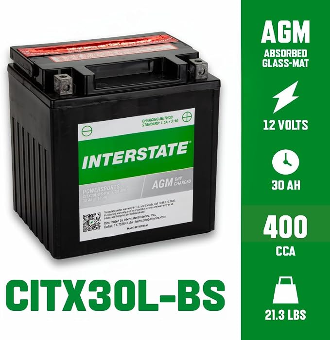 Interstate Batteries YIX30L-BS 12V 30Ah Powersports Battery 400CCA - Image 3