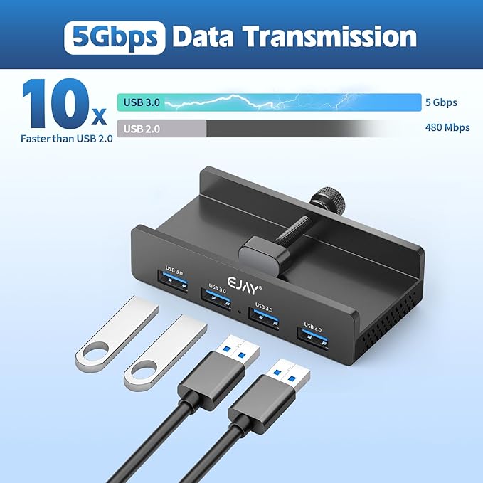 EJAY 4Ports USB3.0 Splitter Alu Clamp Desktop USB HUB - Image 3