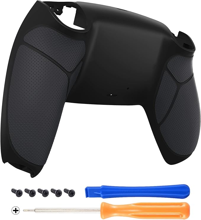 eXtremeRate Black Performance Rubberized Grip Custom Back Plate Bottom Shell by eXtremeRate