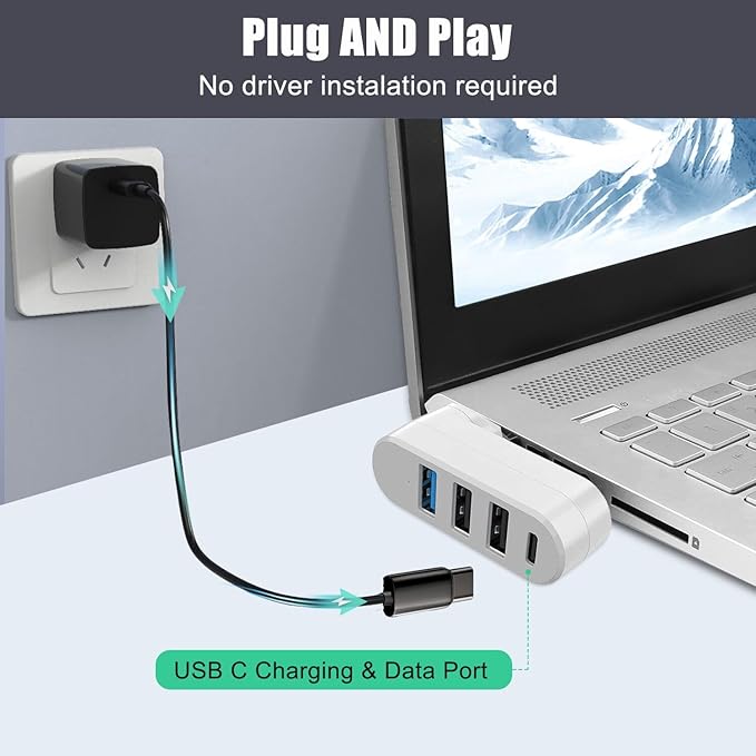 VIENON 4-Port USB 3.0 Hub, USB Splitter - Image 6