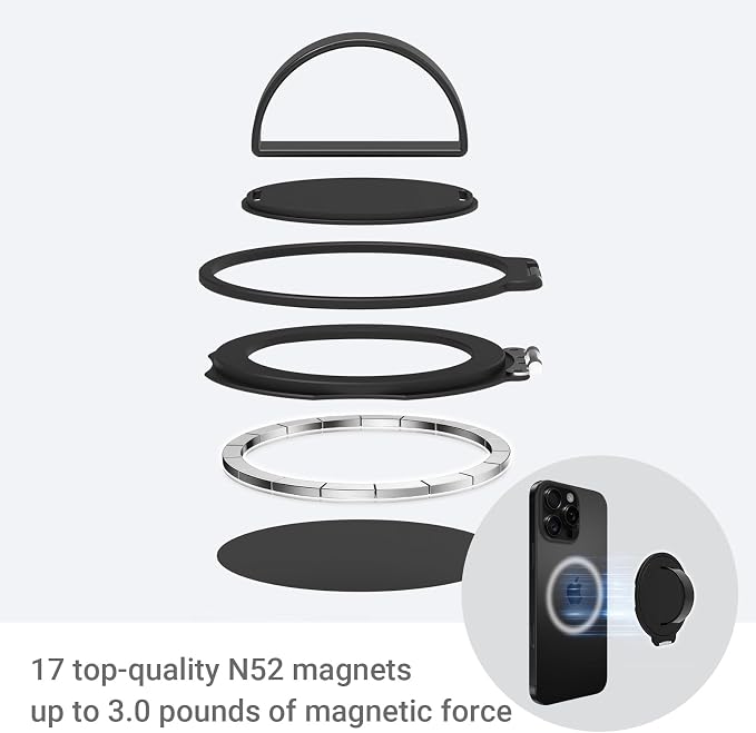 Grat 3 Upgraded Magnetic Phone Grip Stand, 360° Rotatable Silicone Strap Phone - Image 5