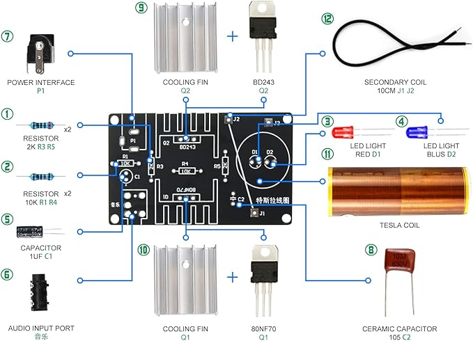 Soldering Practice Kit Music Black Tesla Coil - Image 3