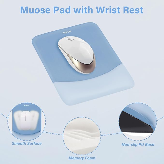MOSISO Wrist Rest Support for Mouse Pad&Keyboard Set, Rectangular Ergonomic - Image 3