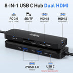 USB C Docking Station Dual HDMI Monitor, USB C to Dual HDMI Adapter - Image 2