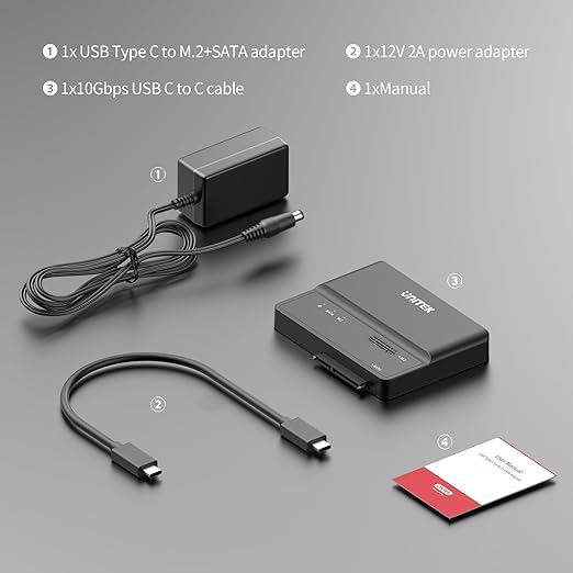 Unitek M.2 NVME SATA SSD Enclosure-2 in 1 Tool-Free Portable 10Gbps NVMe PCI-E - Image 7