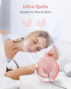 USB Desk Fan, 5 Inch Mini Portable, 3 Speeds Strong Airflow Personal Desktop - Image 5