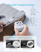 2 Pack US to UK Ireland Plug Adapter, VINTAR Foldable Type G Power Adapter - Image 2
