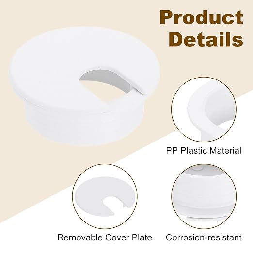 uxcell 6 Pcs 35mm Desk Grommet, Plastic Cable Hole Cover, Wire Cord Cable - Image 3
