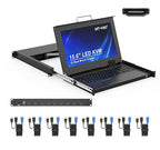 MT-VIKI 8 Port KVM Console HDMI, 1U Rack Mount KVM Console w/15.6'' LCD Monitor by MT-VIKI