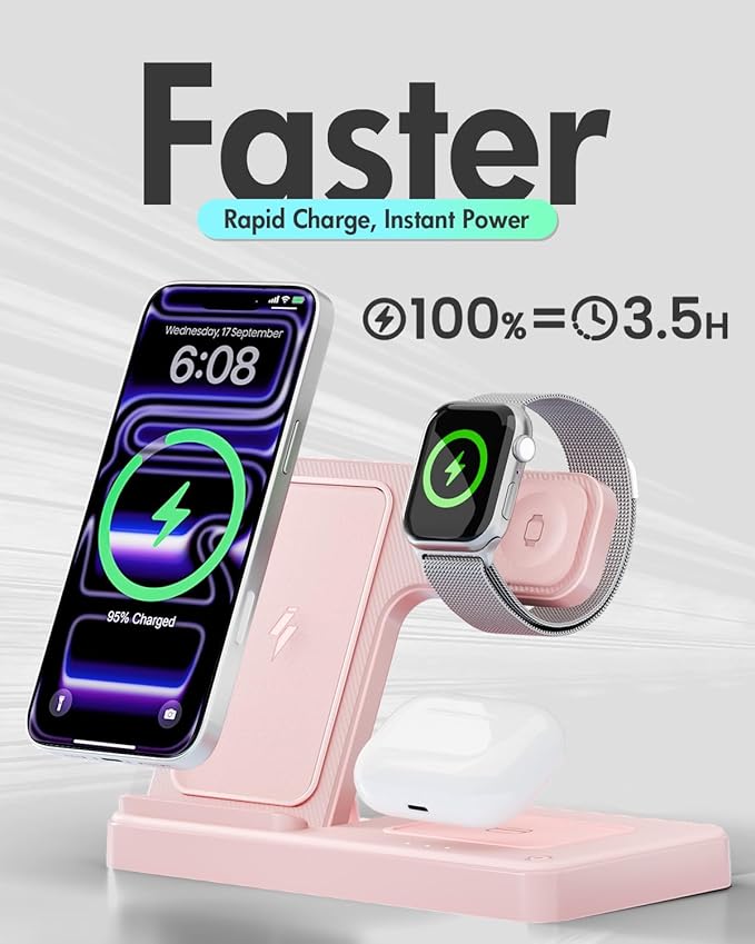 Wireless Charger Stand Charging Station: 3 in 1 Charger Stand Multiple Devices - Image 5