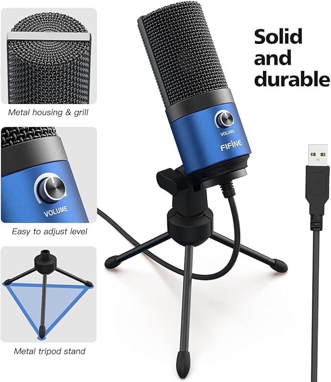 FIFINE USB Computer Microphone for Recording YouTube Video Voice Over Vocals - Image 4