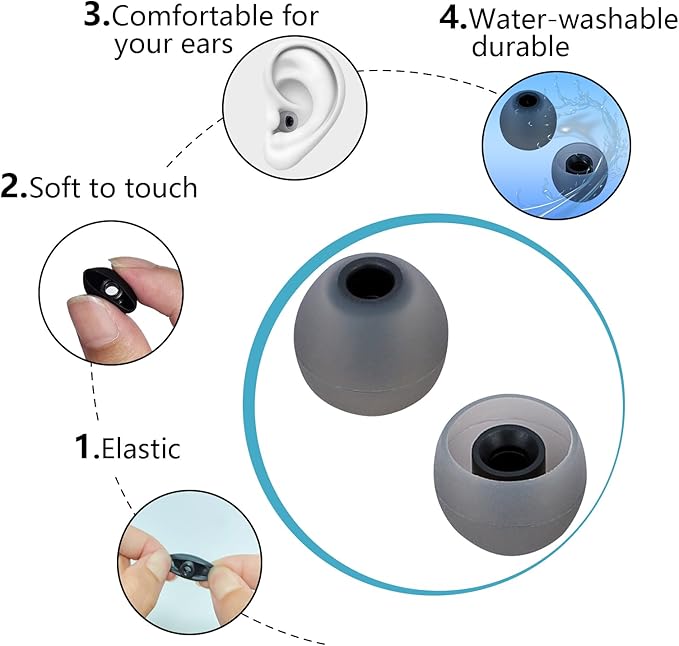 Earbud Tips Ear Bud Tips Soft Anti Slip Washable and Reusable Silicone - Image 5