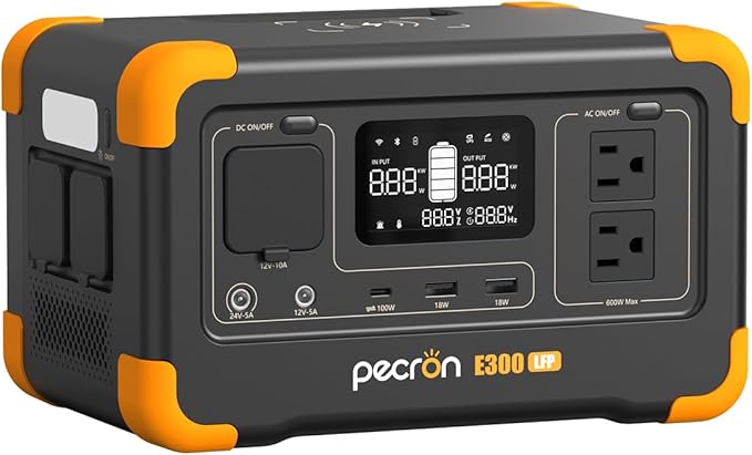 pecron Portable Power Station E300LFP, 288Wh Solar Generator, 2 Up to 600W AC by pecron