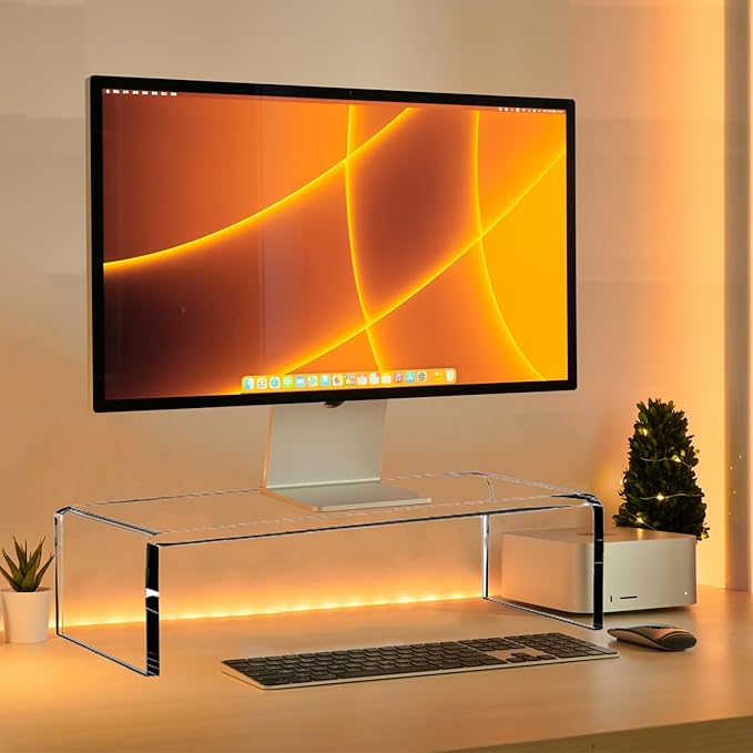 Clear Acrylic Monitor Stand Riser 20", Laptop Keyboard Cover cat Proof - Image 2