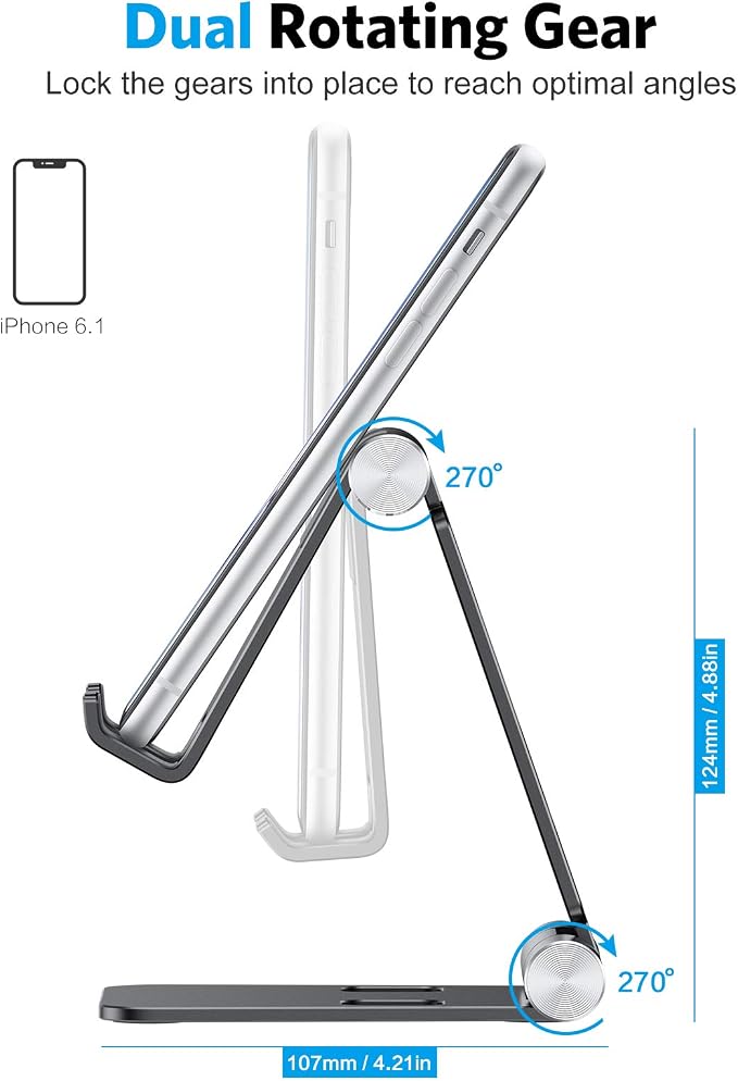 OMOTON Foldable Cell Phone Stand, C4 Portable Aluminum Phone Holder, Adjustable - Image 8
