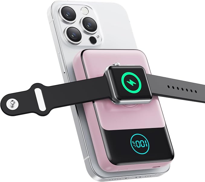 Magnetic Portable Charger for iPhone, 3-in-1 10800mAh Qi2 15W Wireless Power by Feob