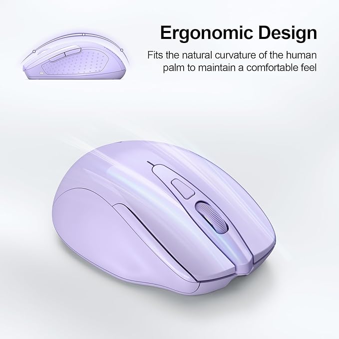 TECKNET Wireless Mouse Rechargeable 4800 DPI Silent USB A & Bluetooth Mouse 6 - Image 8