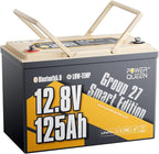 Power Queen 12V 125Ah Group 27 Bluetooth LiFePO4 Battery, 1600Wh Energy Lithium by PowerQueen