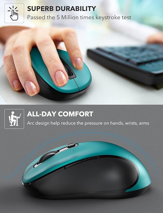 Trueque Wireless Mouse for Laptop, 2.4GHz Ergonomic Computer Mouse - Image 4