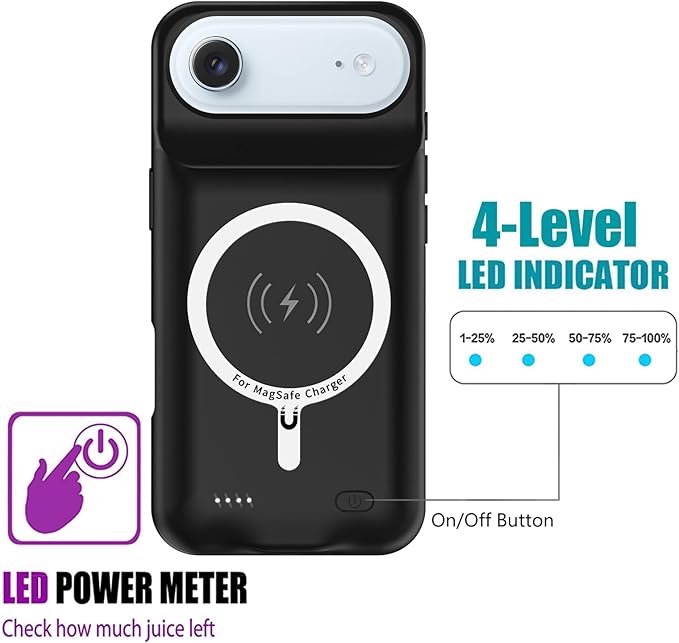 Battery Case for iPhone Air, Upgraded 12000mAh Rechargeable Portable Charging - Image 4