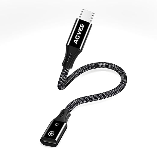 AGVEE 2 Pack 4 inch Lightning Female to USB C Male PD Adapter, 27W Fast Charger by AGVEE