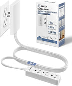 Saker Outlet Concealer Power Strip, 8ft Ultra-Thin Extension Cord by Saker