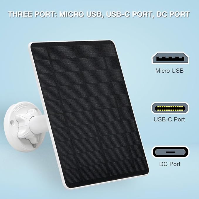 Solar Panel for Security Camera, 5W USB Solar Panel for Cameras DC 5V, Camera - Image 3