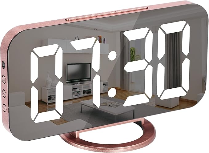 SZELAM Alarm Clock for Bedroom, LED and Mirror Digital Clock Large Display - Image 8