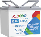 Redodo 12.8V 100Ah Group 24 Battery, 1280Wh Deep Cycle LiFePO4 Battery by PrimeDayRedodoSaveup55