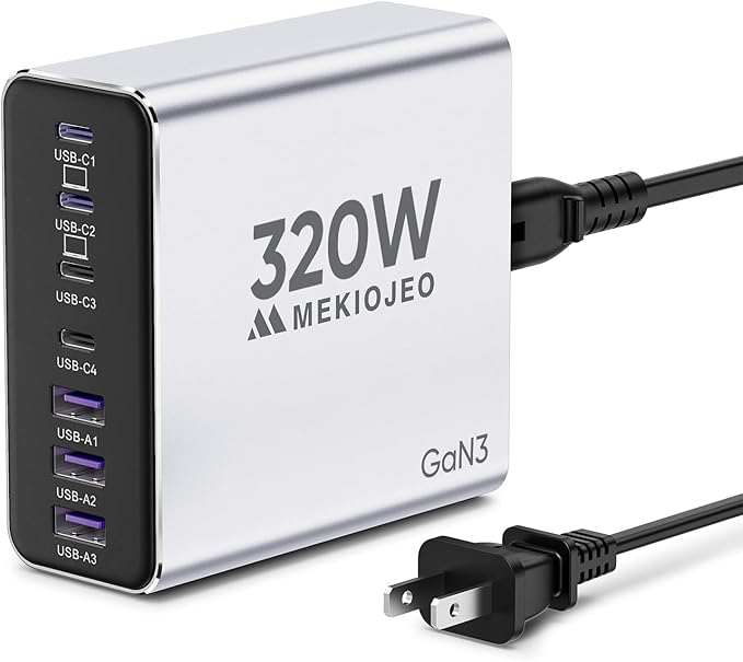 Aluminum Alloy USB C Charger GaN Fast USB C Charging Station 7 Ports 65W Laptop by MEKIOJEO