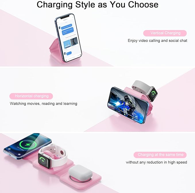 Wireless Charger 3 in 1, RTOPS Magnetic Travel Wireless Charging Station - Image 2
