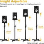 Set of 2 Studio Monitor Stands Adjustable Height Speaker Stands - Image 3