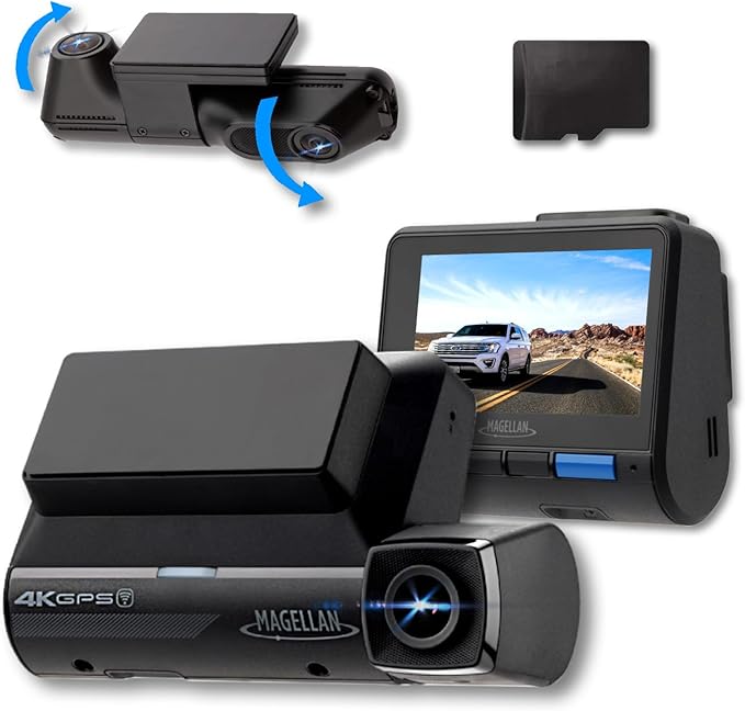 MAGELLAN 3 Channel 4K Dash Cam for Cars, 4K Front + 2K Wide Angle + 2K Rear by MagellanDashCamera