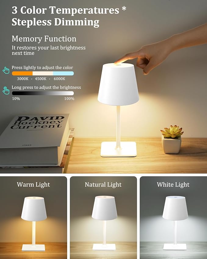 Cordless Table Lamp Rechargeable Lamps: 6000mAh Battery Operated Table Lamp - Image 5