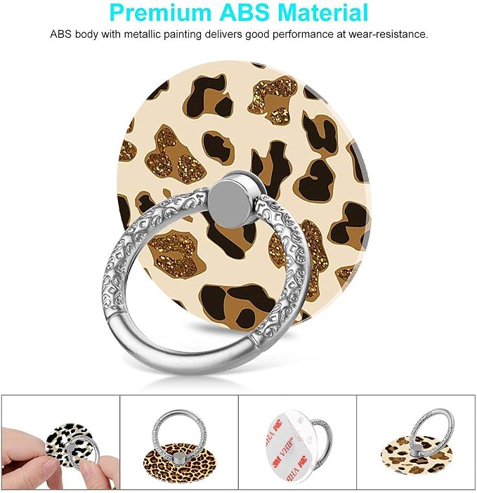 Bonoma Phone Ring Holder, 3 Pack Leopard Pattern Universal Finger Ring Stand - Image 2