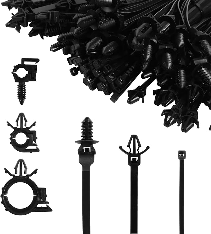 130 Pcs Push Mount Cable Ties Standard Zip Tie Mount Car Wire Loom Routing Clips by Dakchor