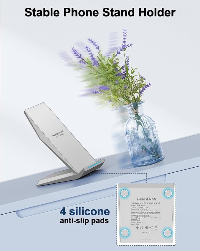 Fast Wireless Charger, NANAMI Qi Certified Wireless Charging Stand Compatible - Image 6