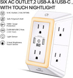 POWRUI Multi Plug 6 Outlet Surge Protector Extender - Image 2