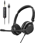 USB Headset with Microphone for PC-Wired Noise Reduction Office Headset work by Rownfusny