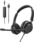 USB Headset with Microphone for PC-Wired Noise Reduction Office Headset work by Rownfusny