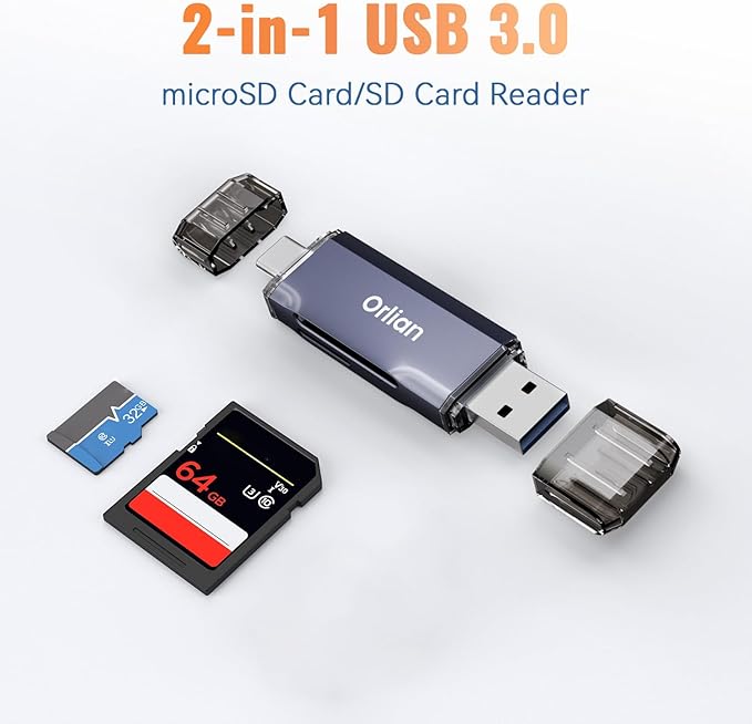 USB 3.0 microSD/SD Card Reader Dual USB A & C Memory Card Reader Adapter 5Gbps - Image 2