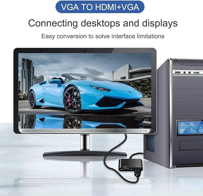 VGA to HDMI VGA Audio Video Cable Adapter Converter Splitter - Image 6