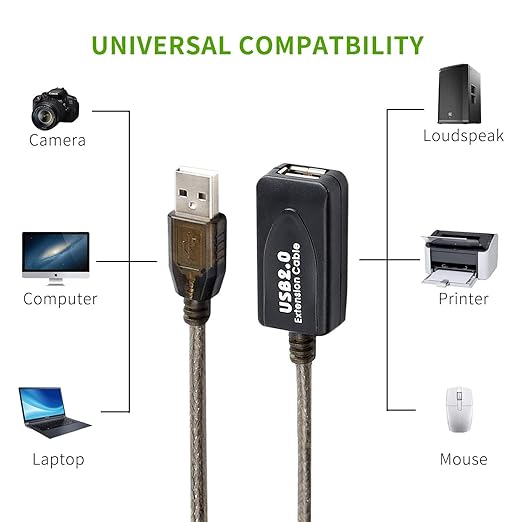 130 FT USB Extension Cable, USB 2.0 Type A Male to A Female Active Repeater - Image 4