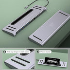 USB C Docking Station, Onten USB-C to Dual HDMI Adapter HUB .12-in-1 USB-A 3.0 - Image 4