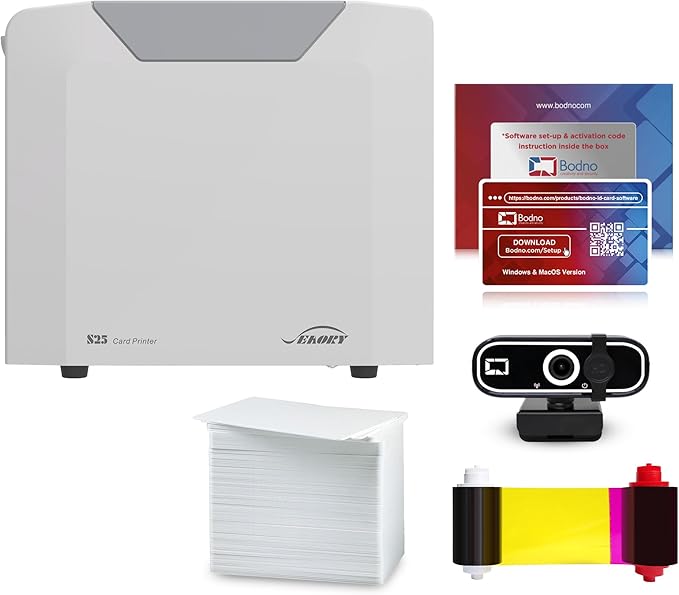 Bodno Seaory S25 Single Sided ID Card Printer & Complete Supplies Package ID by Bodno