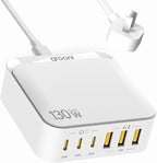 USB C Charger Block, 130W 6 Ports Fast Wall Chargers, Charging Stations by grooni